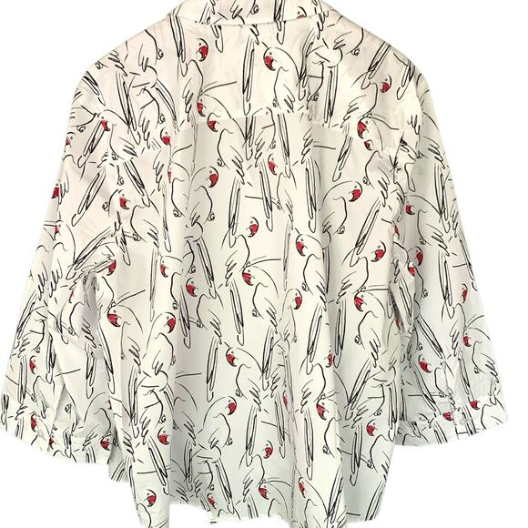 Chico's Top NWT Size 4 (2X) Amazon Parrots Tie Front Popover Artsy Statement - Picture 2 of 7